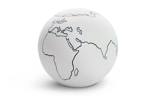 sfera bianca© | Tonurne «Weltkarte» | [design + art]