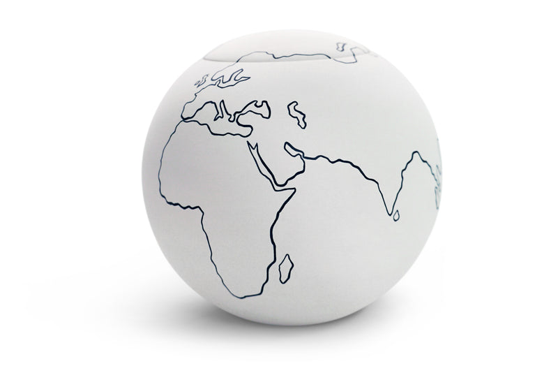 sfera bianca© | Tonurne «Weltkarte» | [design + art]
