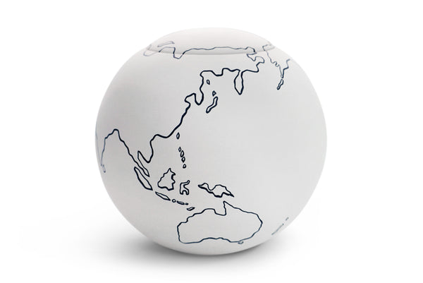 sfera bianca© | Tonurne «Weltkarte» | [design + art]