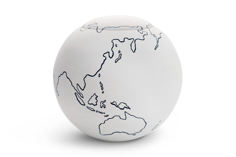 sfera bianca© | Tonurne «Weltkarte» | [design + art]