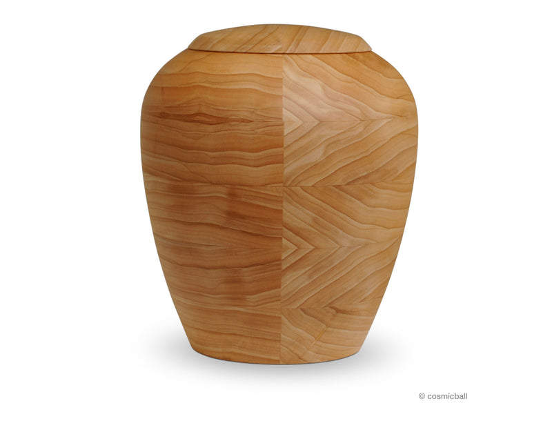 yasura® Amphore | Holzurne Pappel «gewachst» | spezielle Holzmusterung
