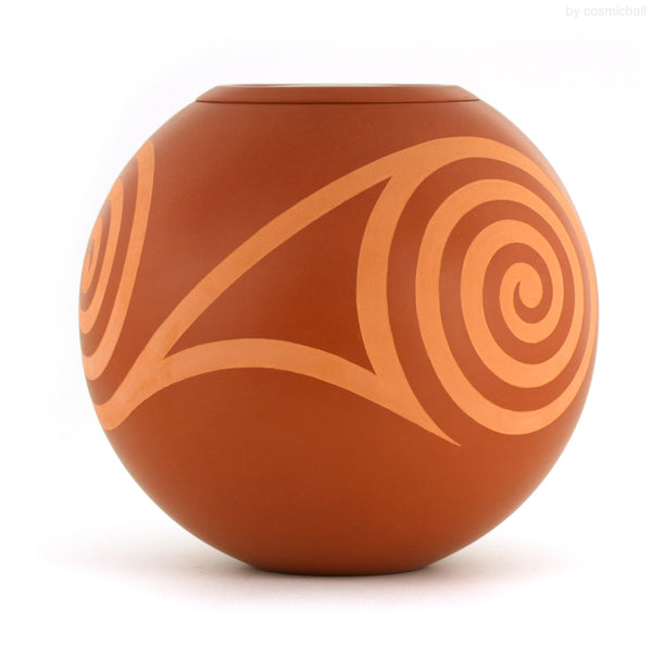 jembele® Kugelurne | Terracotta engobiert «Doppelspirale» braun