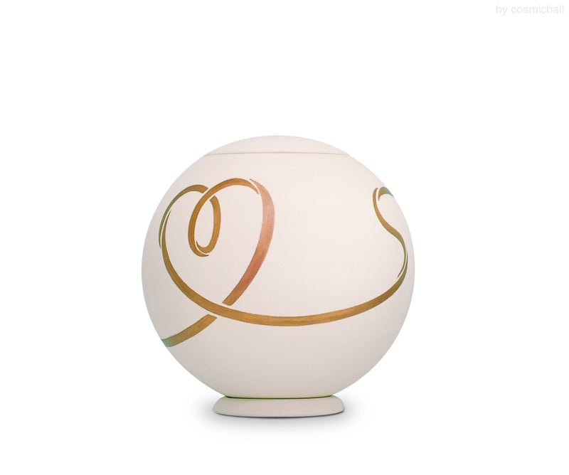 sfera bianca© Kugelurne | «Herzband» gold handbemalt | Grösse: klein