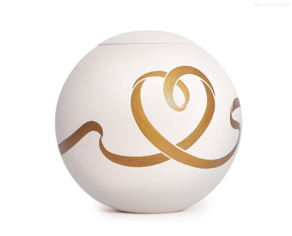 sfera bianca© Kugelurne | «Herzband» gold handbemalt
