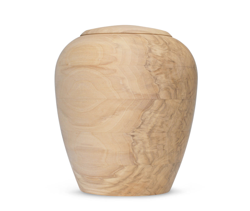 yasura® Amphore | Holzurne Pappel «gewachst» | spezielle Holzmusterung