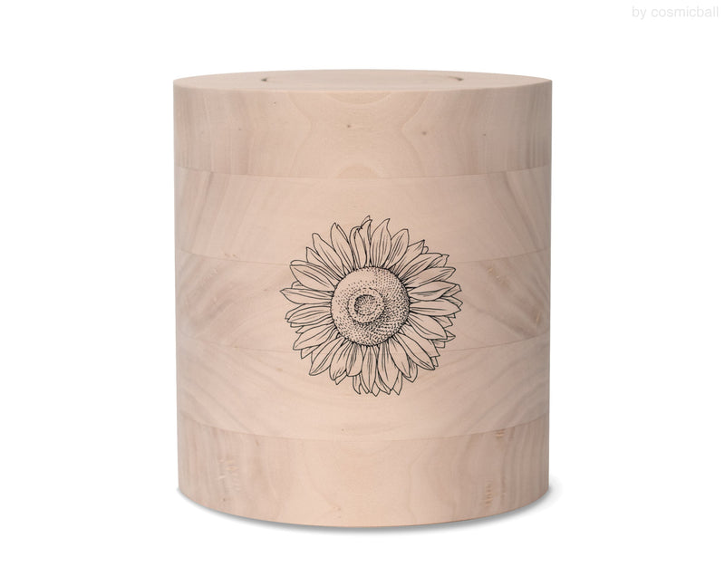 yasura® column | Wooden urn poplar «Sunflower» | Size: standard