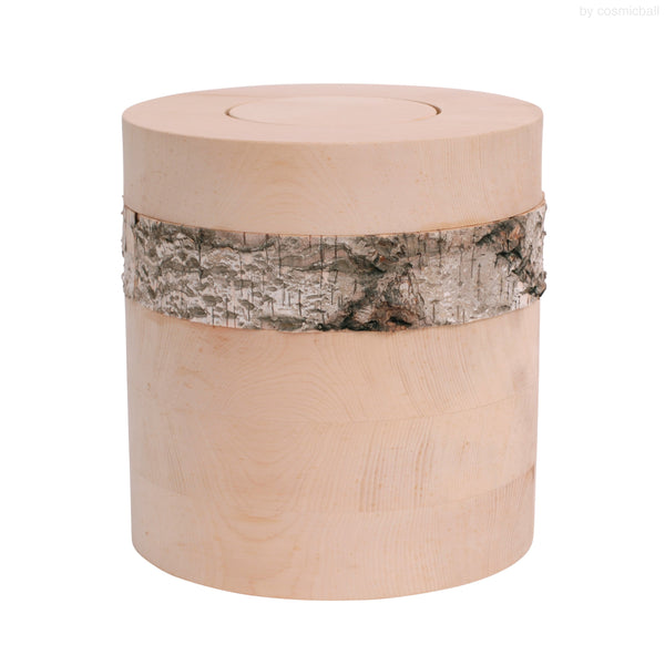 yasura® Säule | Holzurne «Baumrindestreifen»